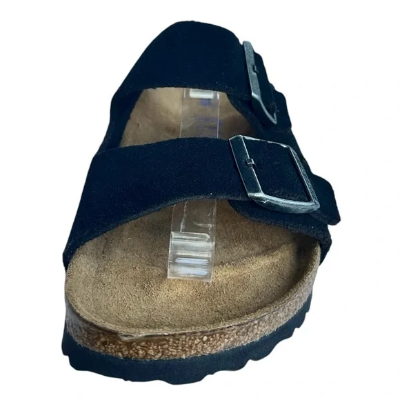 BIRKENSTOCK Arizona Soft Footbed Black Suede Leather Sandals US 8 8 1/2 A B New - Picture 10 of 16